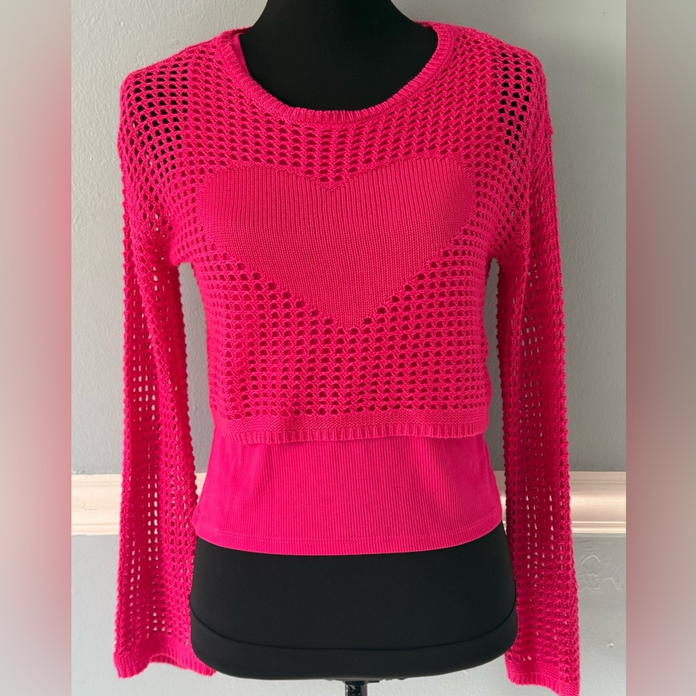 Vibrant Pink Heart Kids Knit Tank Top